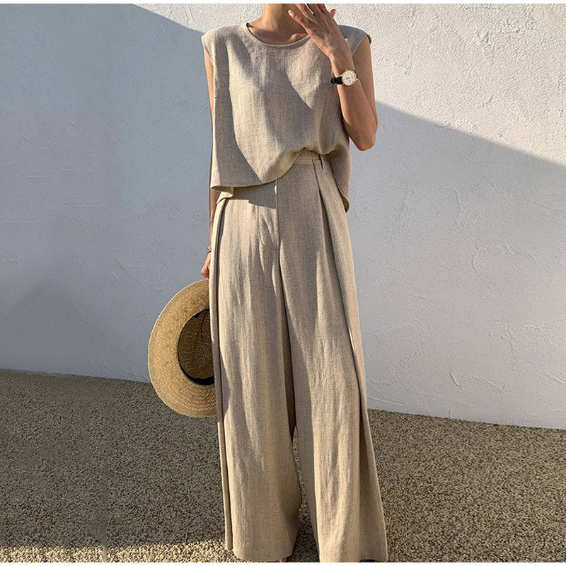 Set Due Pezzi Donna in Lino Casual Vestibilità Comoda - Vesarelli