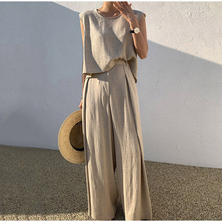 Set Due Pezzi Donna in Lino Casual Vestibilità Comoda - Vesarelli