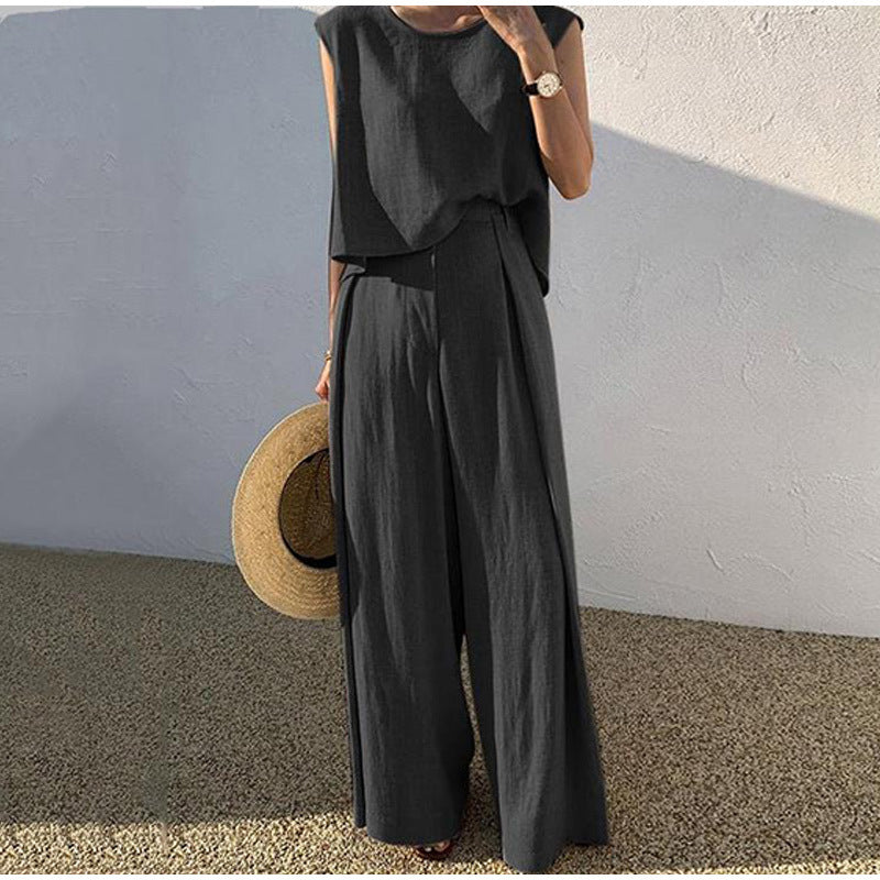 Set Due Pezzi Donna in Lino Casual Vestibilità Comoda