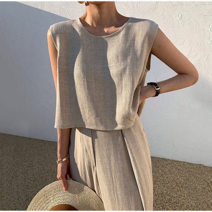 Set Due Pezzi Donna in Lino Casual Vestibilità Comoda