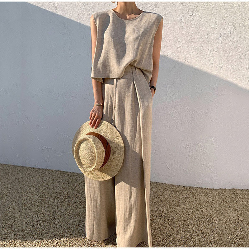Set Due Pezzi Donna in Lino Casual Vestibilità Comoda