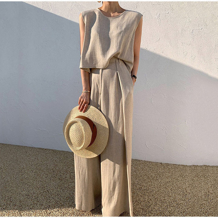 Set Due Pezzi Donna in Lino Casual Vestibilità Comoda