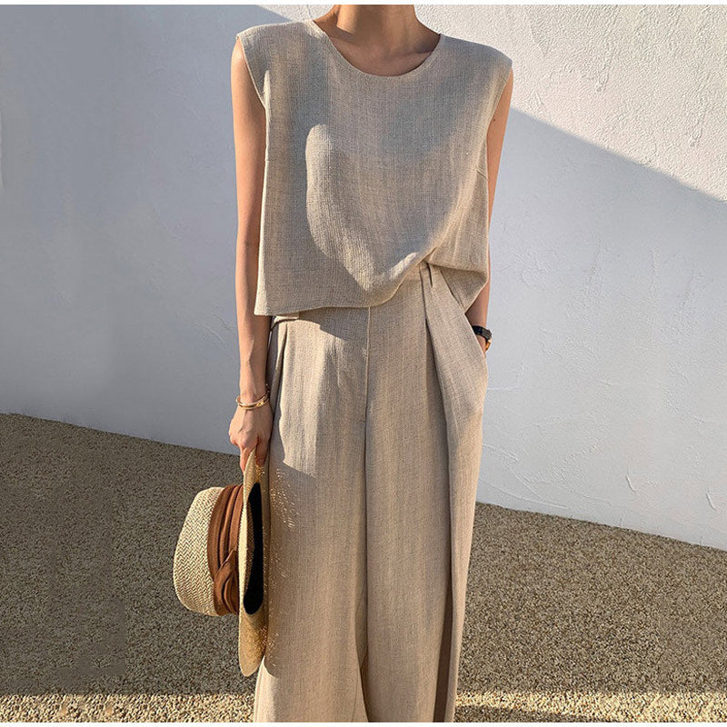 Set Due Pezzi Donna in Lino Casual Vestibilità Comoda