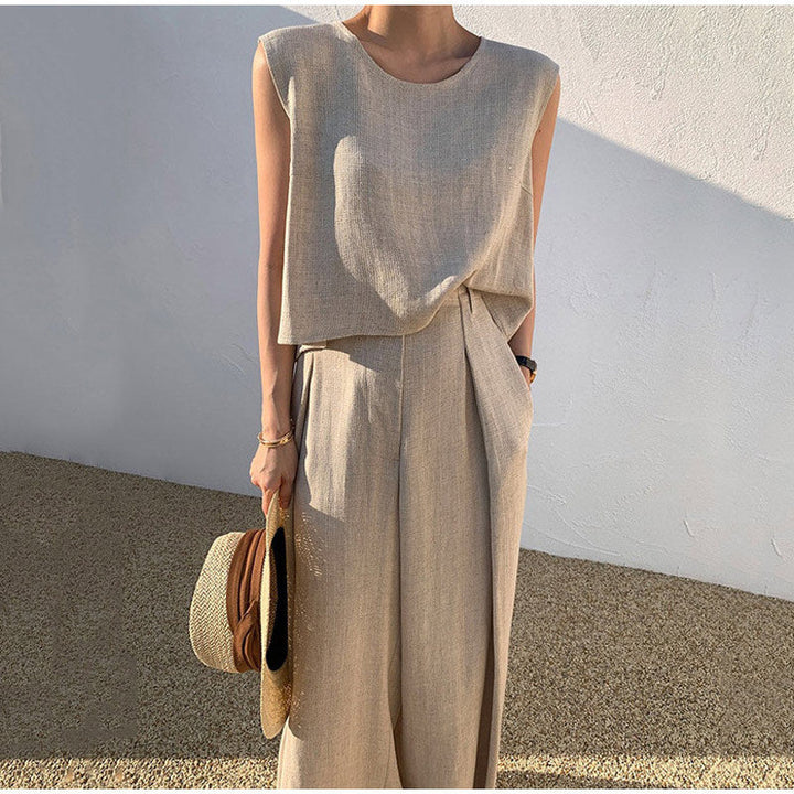 Set Due Pezzi Donna in Lino Casual Vestibilità Comoda