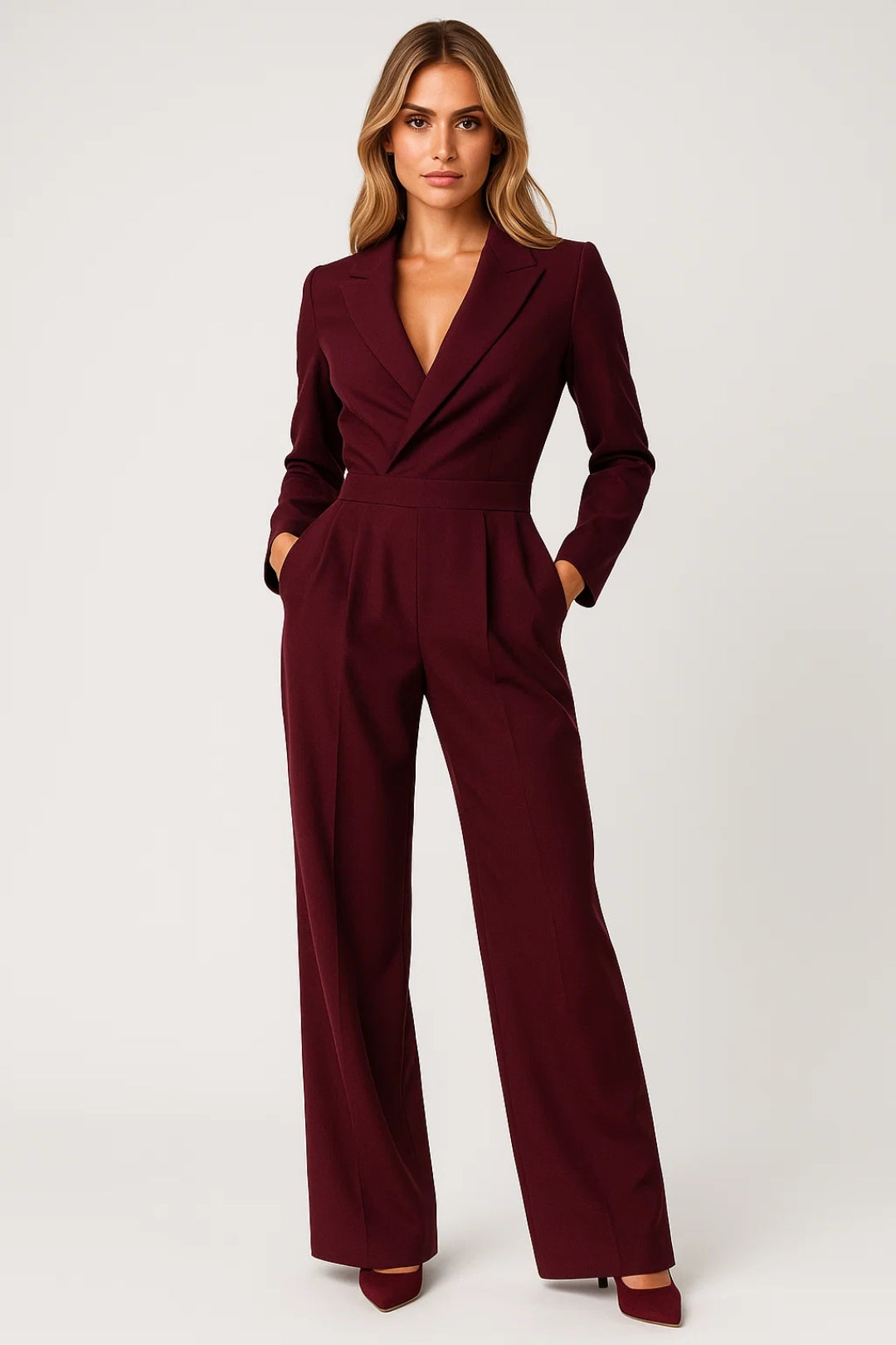 Tuta Donna Elegante Scollo a V Aderente Invernale