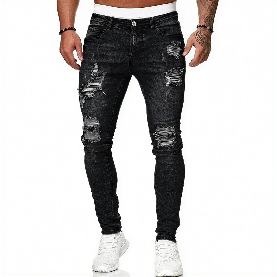Jeans Skinny Uomo Denim Strappato Slim - Vesarelli