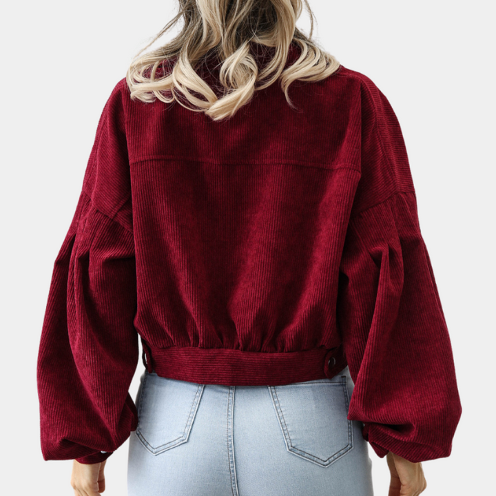 Giacca Corta Donna con Maniche a Lanterna Stile Elegante