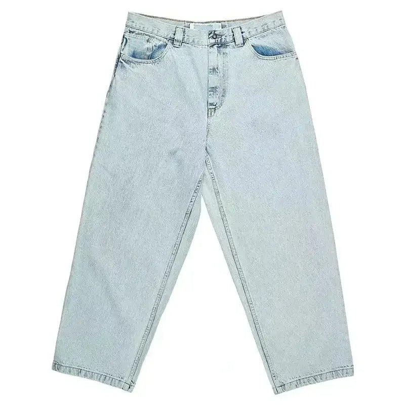 Jeans Uomo Streetwear Cotone Vestibilità Oversize Ampia