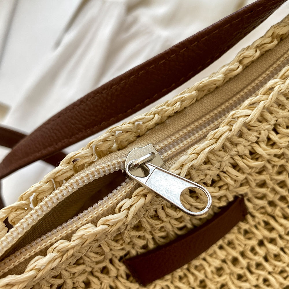 Borsa Tracolla Donna in Paglia Intrecciata Fatto a Mano Casual