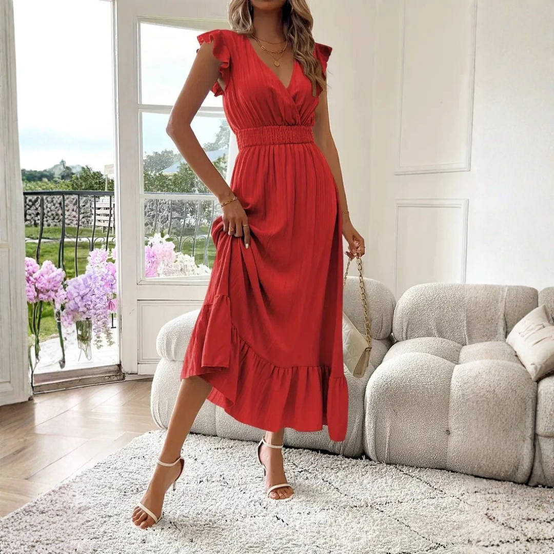 Diana | Elegante Abito da Donna Maxi con Volant per Cerimonie e Occasioni Speciali 12