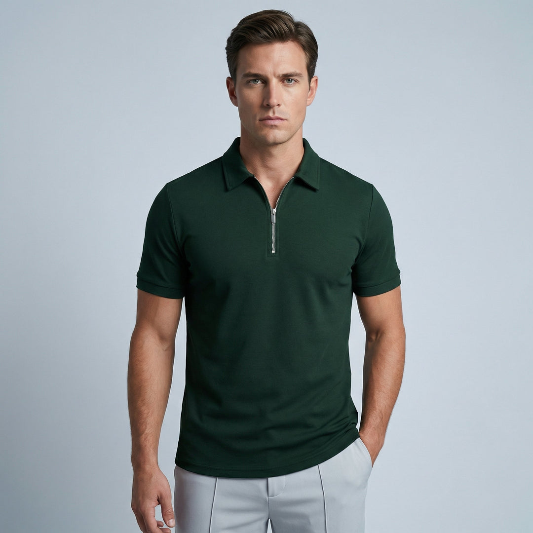 Polo Uomo Zip Manica Corta Slim Fit - Vesarelli