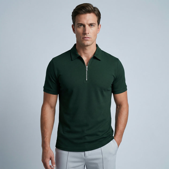 Polo Uomo Zip Manica Corta Slim Fit - Vesarelli