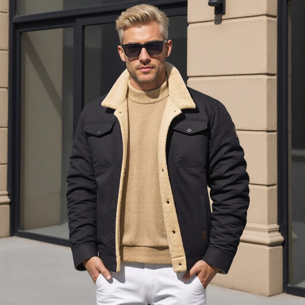 Giacca Cargo Uomo con Fodera Sherpa Calda Isolante