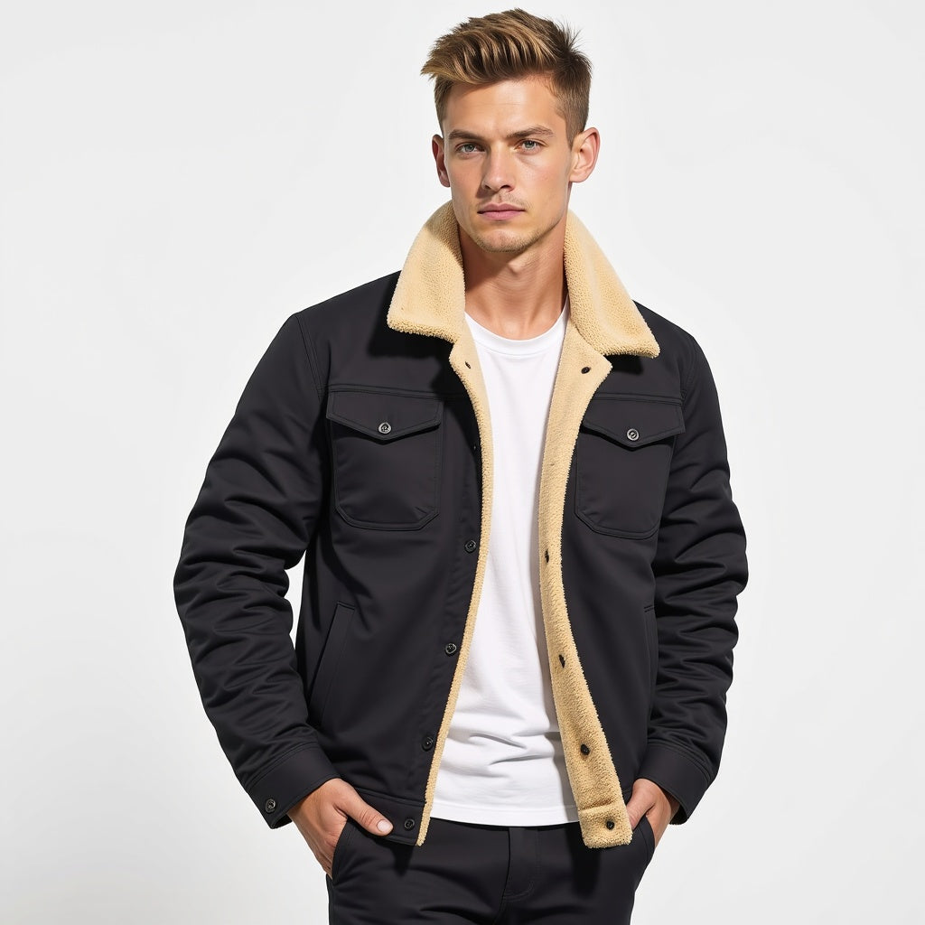 Giacca Cargo Uomo con Fodera Sherpa Calda Isolante