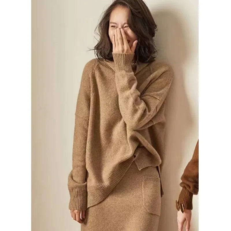 Dolcevita Oversize Caldo dal Design Moderno da Donna | Selina Cammello