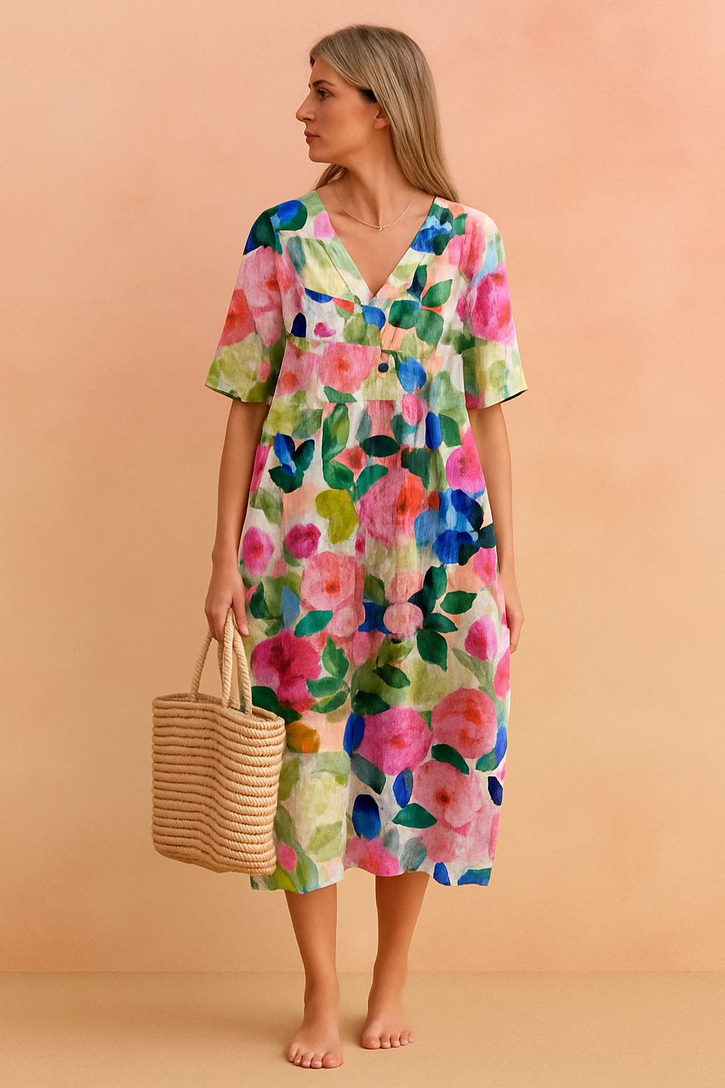 Dominica | Abito casual floreale con scollo a V 1