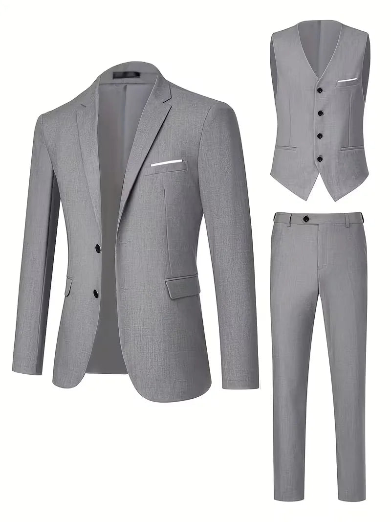 Completo Uomo Tre Pezzi Elegante Slim Fit