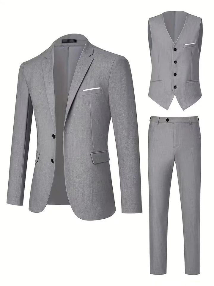 Completo Uomo Tre Pezzi Elegante Slim Fit