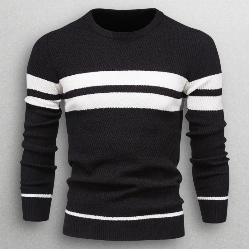 Pullover Uomo Maglia Morbida a Righe Vestibilità Moderna