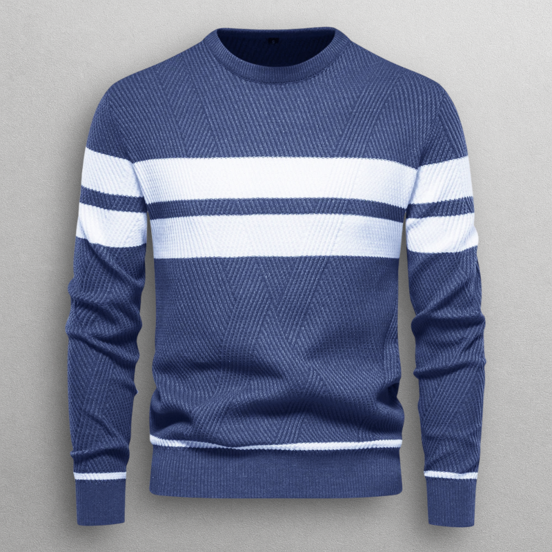 Pullover Uomo Maglia Morbida a Righe Vestibilità Moderna