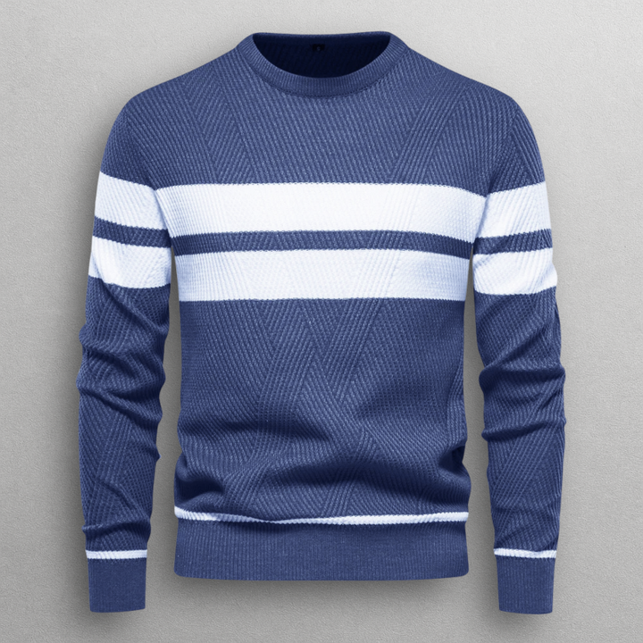 Pullover Uomo Maglia Morbida a Righe Vestibilità Moderna