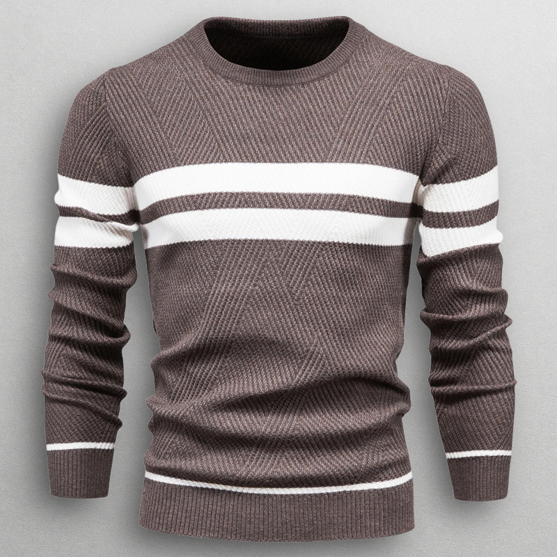 Pullover Uomo Maglia Morbida a Righe Vestibilità Moderna