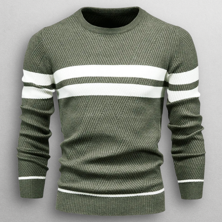 Pullover Uomo Maglia Morbida a Righe Vestibilità Moderna