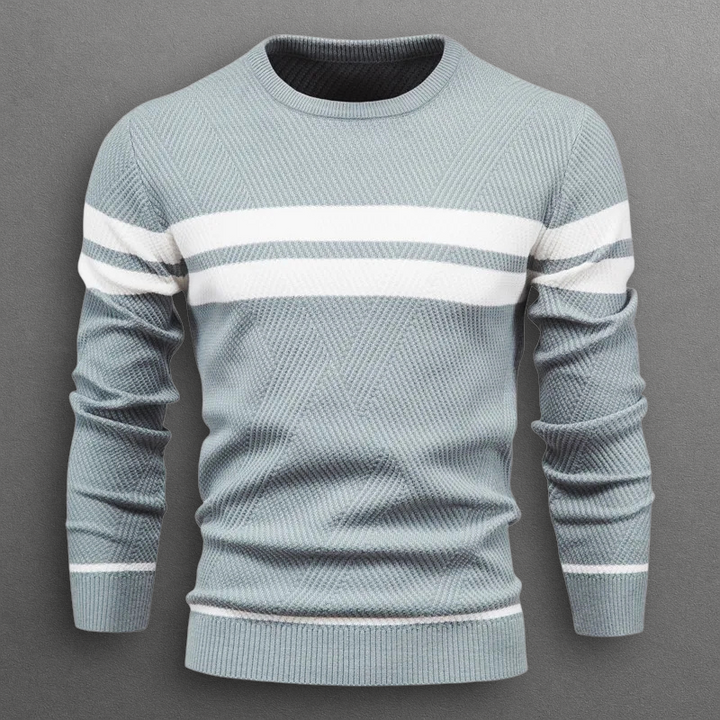 Pullover Uomo Maglia Morbida a Righe Vestibilità Moderna