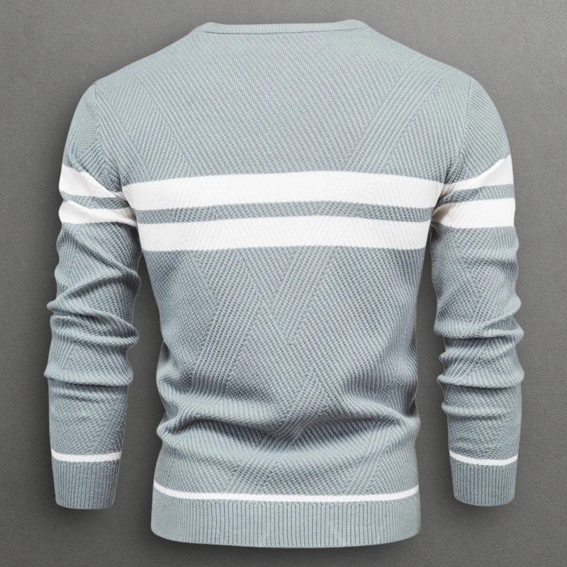 Pullover Uomo Maglia Morbida a Righe Vestibilità Moderna