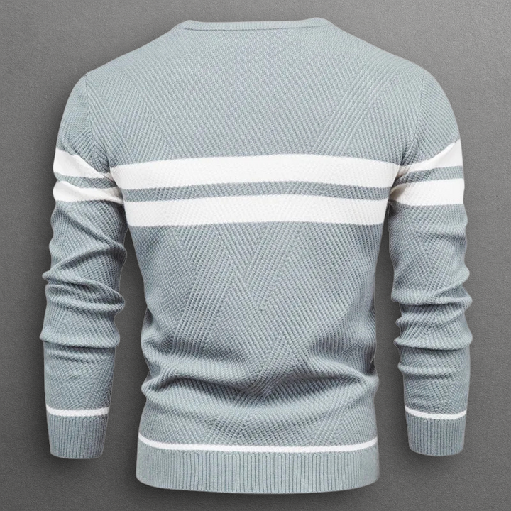Pullover Uomo Maglia Morbida a Righe Vestibilità Moderna