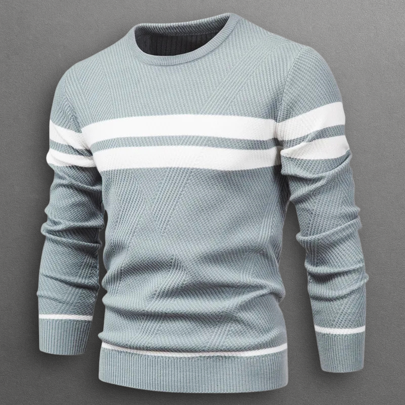 Pullover Uomo Maglia Morbida a Righe Vestibilità Moderna