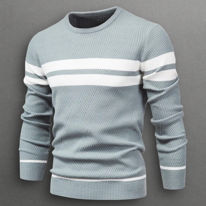 Pullover Uomo Maglia Morbida a Righe Vestibilità Moderna