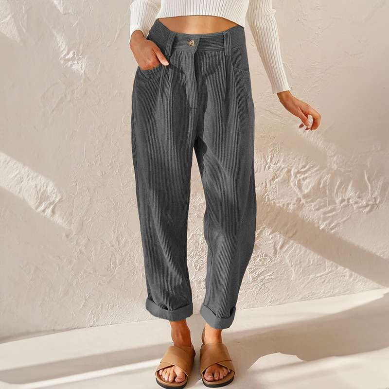 Pantaloni Donna a Coste Vita Alta Casual e Comodi