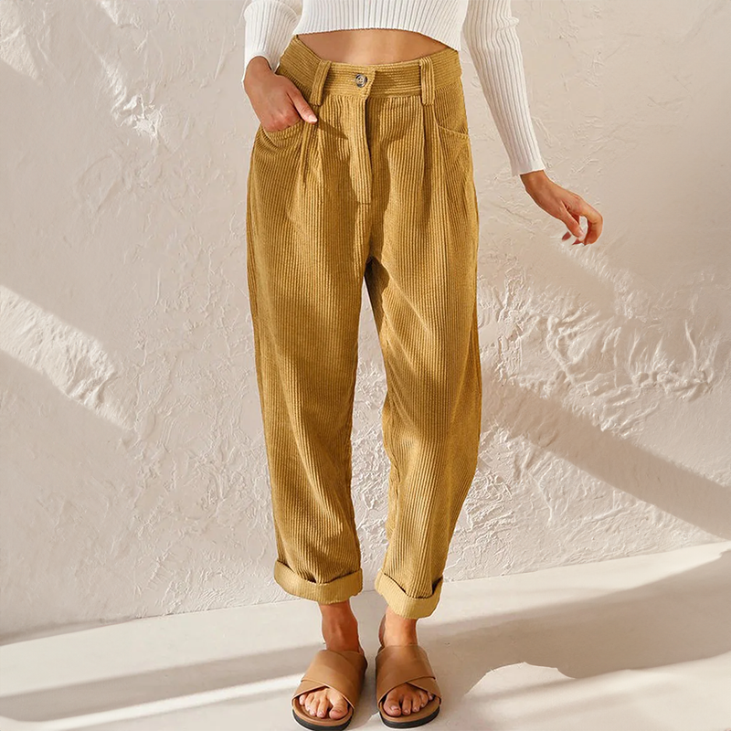 Pantaloni Donna Velluto a Coste Vita Alta Slim - Vesarelli