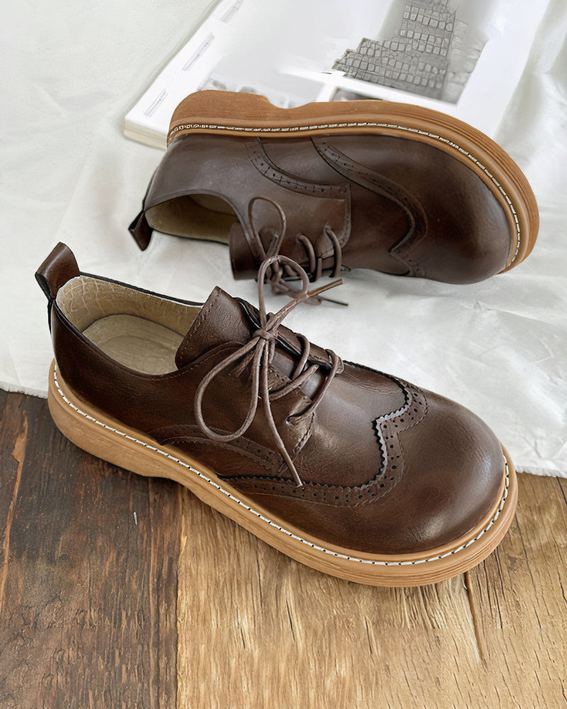 Scarpe Oxford Donna Pelle Stile Retrò Classico - Vesarelli
