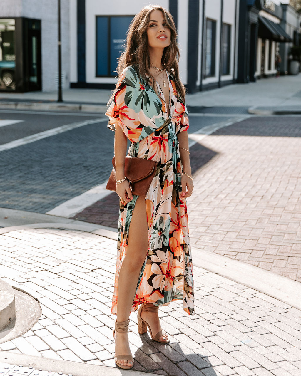 Abito Maxi Donna Scollo a V con Spacco
