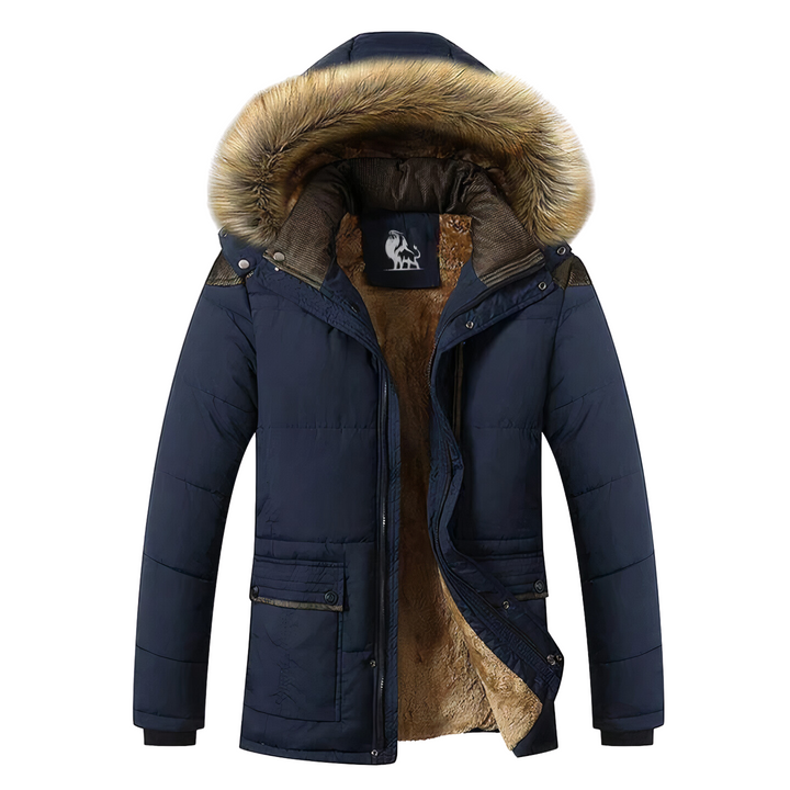 Parka Uomo con Cappuccio Rimovibile e Chiusura Frontale