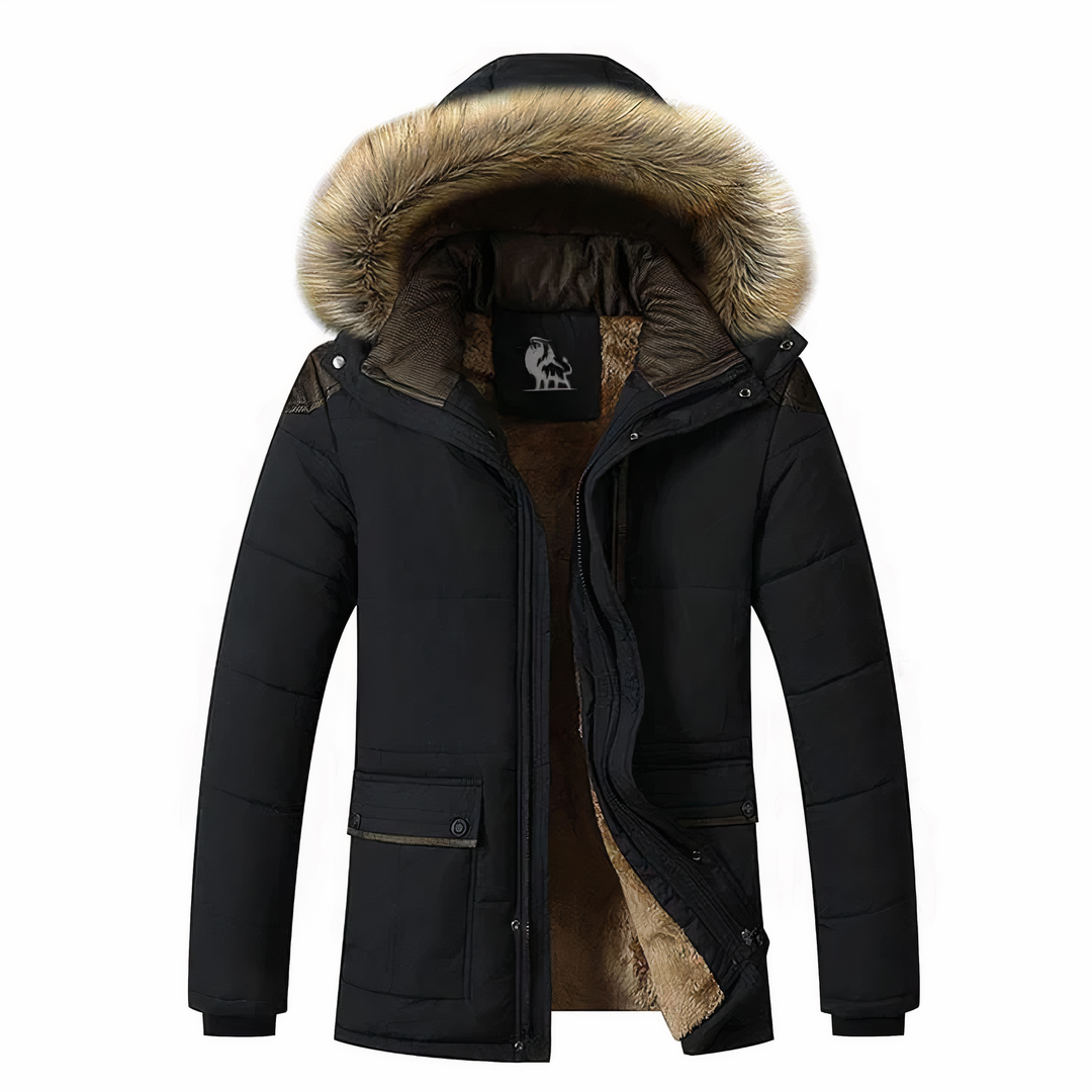 Parka Uomo con Cappuccio Rimovibile e Chiusura Frontale