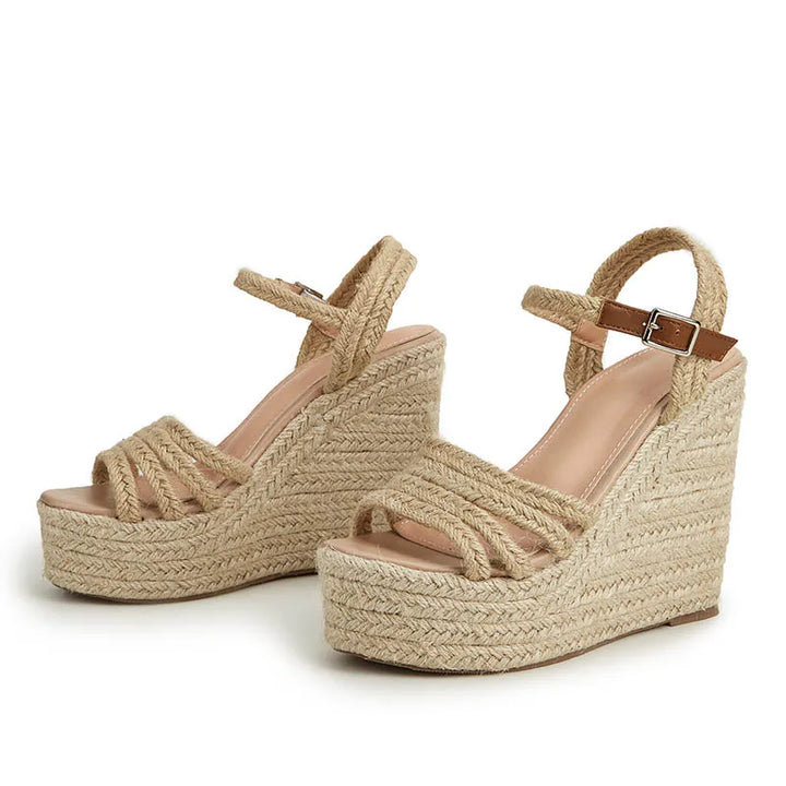 Espadrillas Donna con Zeppa Peep Toe Piattaforma - Vesarelli