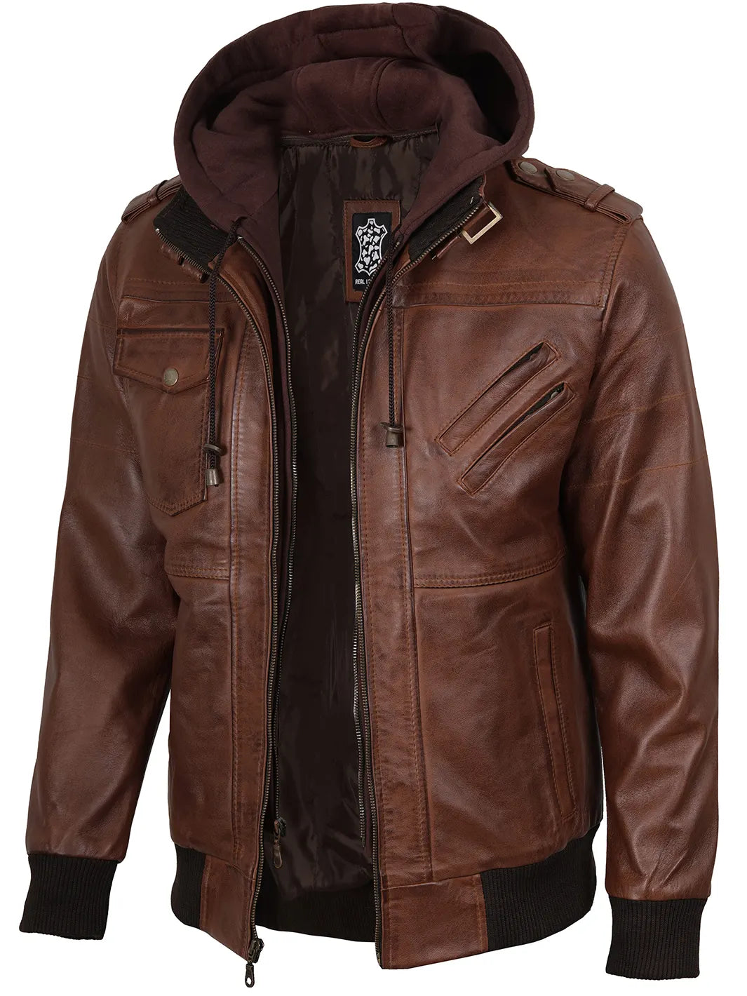 Edinburgh | Elegante Bomber Pelle Uomo con Cappuccio Removibile 1