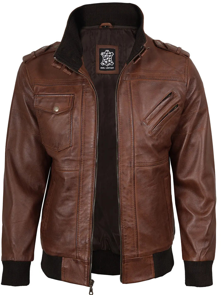 Edinburgh | Elegante Bomber Pelle Uomo con Cappuccio Removibile 5