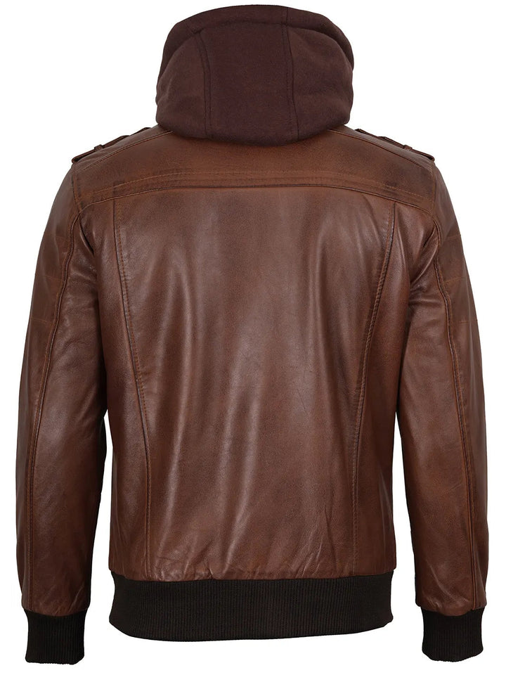 Edinburgh | Elegante Bomber Pelle Uomo con Cappuccio Removibile 6