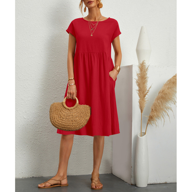 Prendisole Midi Donna Tessuto Leggero Scollo Classico - Vesarelli