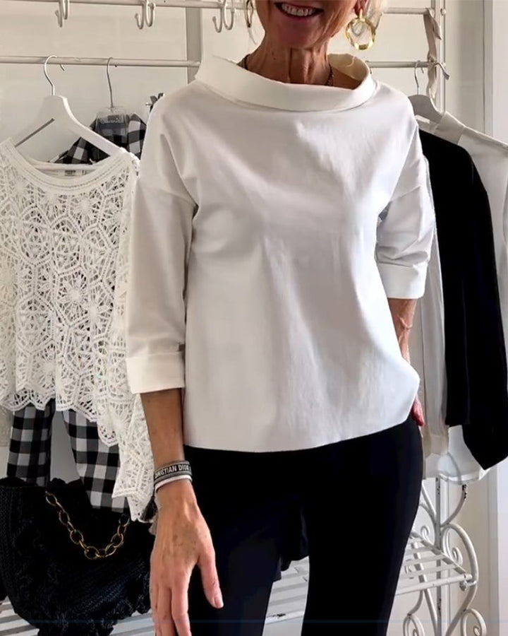 Elano | Camicia Cotone Collo A Imbuto 3/4 Rilassata