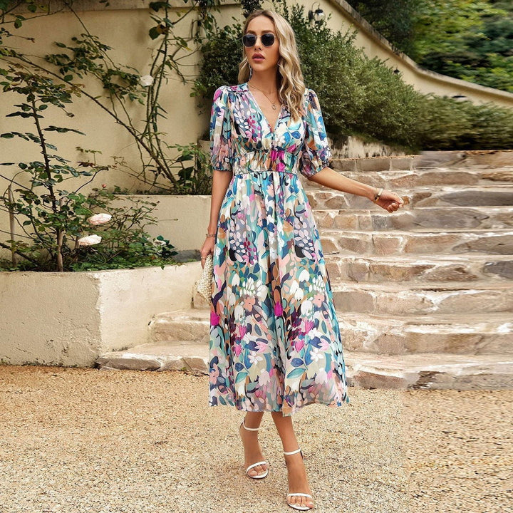 Elegant Midi Summer Dress by CALPA - Lizabella Fashion -  -  - Elegant Midi Summer Dress by CALPA - Lizabella Fashion - #tag1# - #tag2#