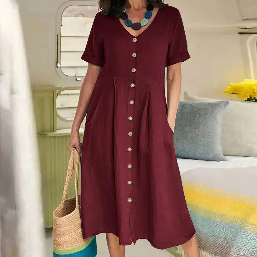 Abito Donna Linea Svasata Bottoni Frontali - Vesarelli