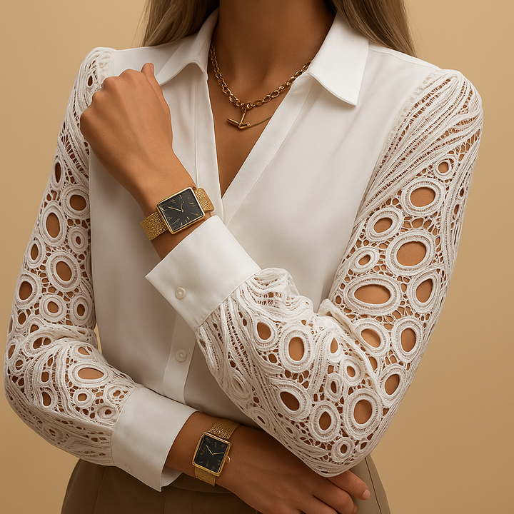 Elegante camicetta con maniche in pizzo per donna | Yara 1