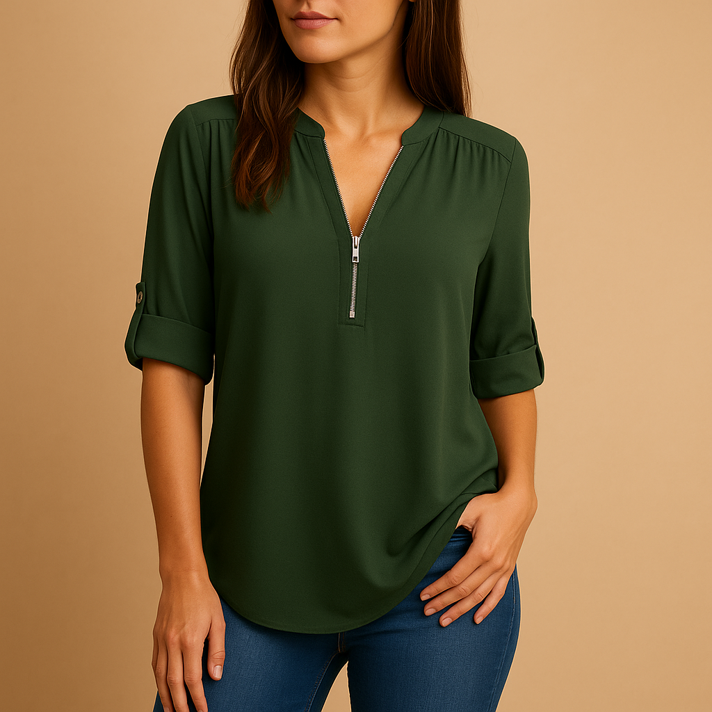 Elegante camicetta con scollo a V e design traspirante per donna | Danisha 2
