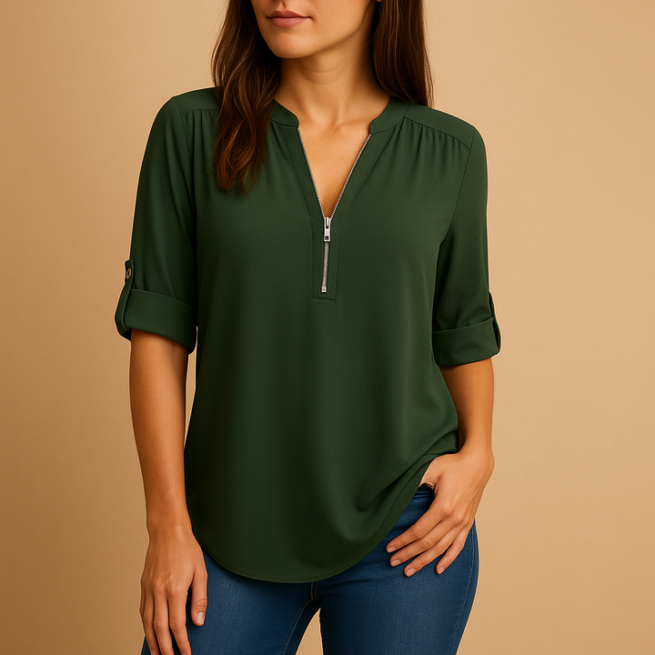 Elegante camicetta con scollo a V e design traspirante per donna | Danisha 2