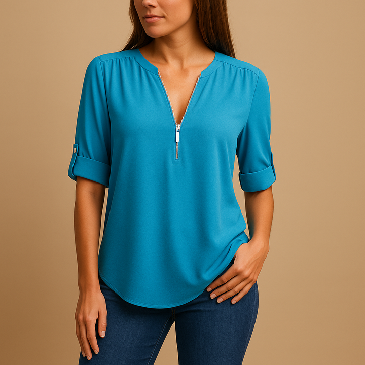 Elegante camicetta con scollo a V e design traspirante per donna | Danisha 4